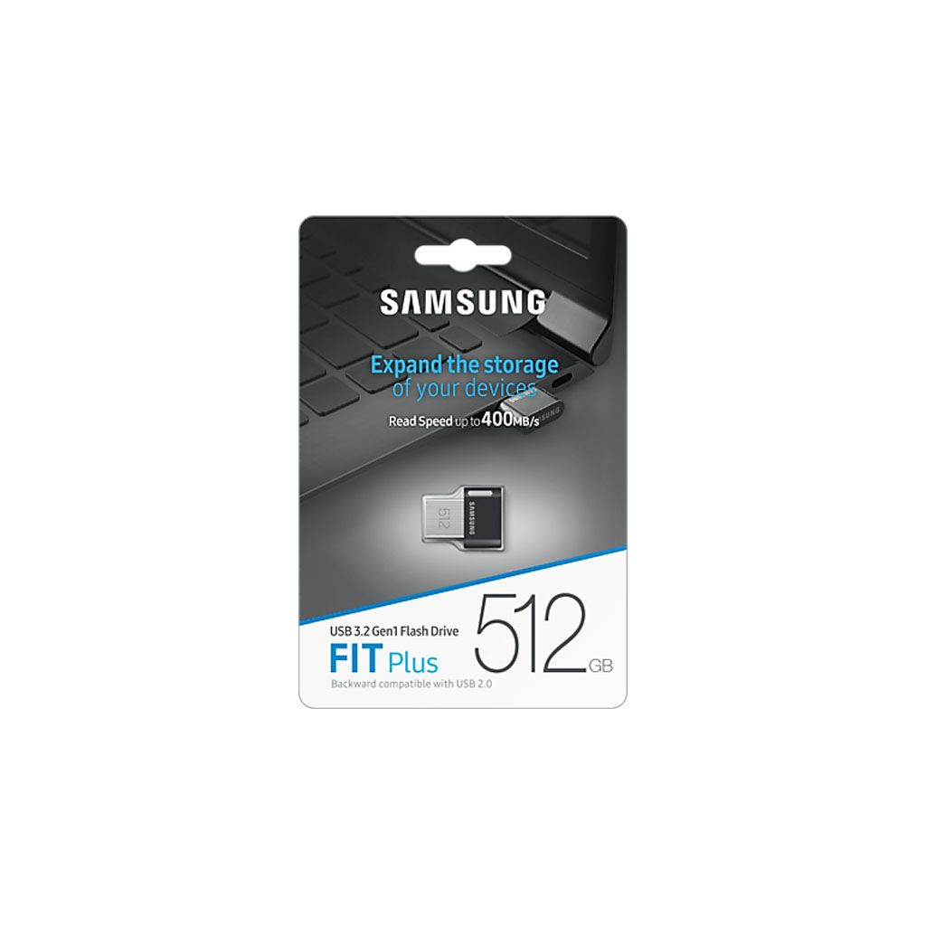 SAMSUNG FIT Plus USB flash drive, 512GB, USB 3.2 400 MB/s, grigio