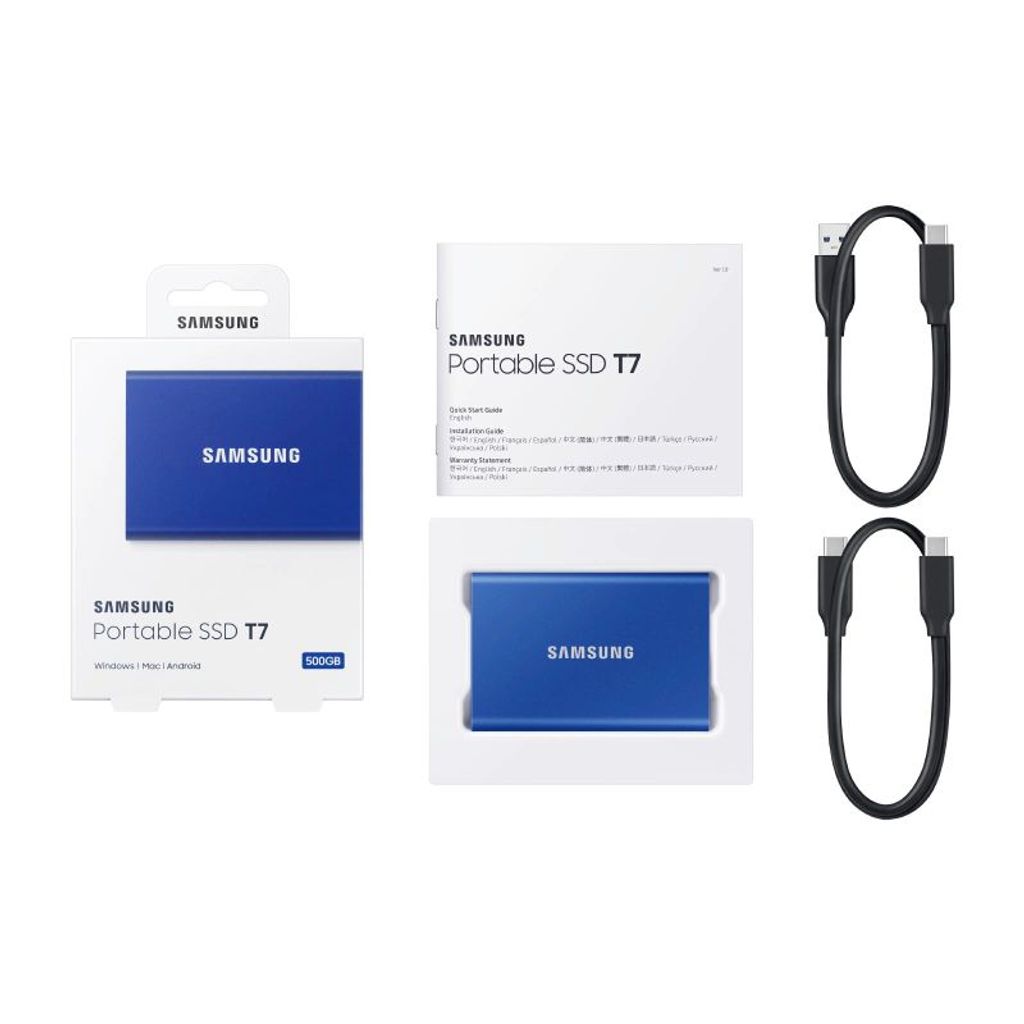 SAMSUNG disco SSD esterno T7, 500GB - blu