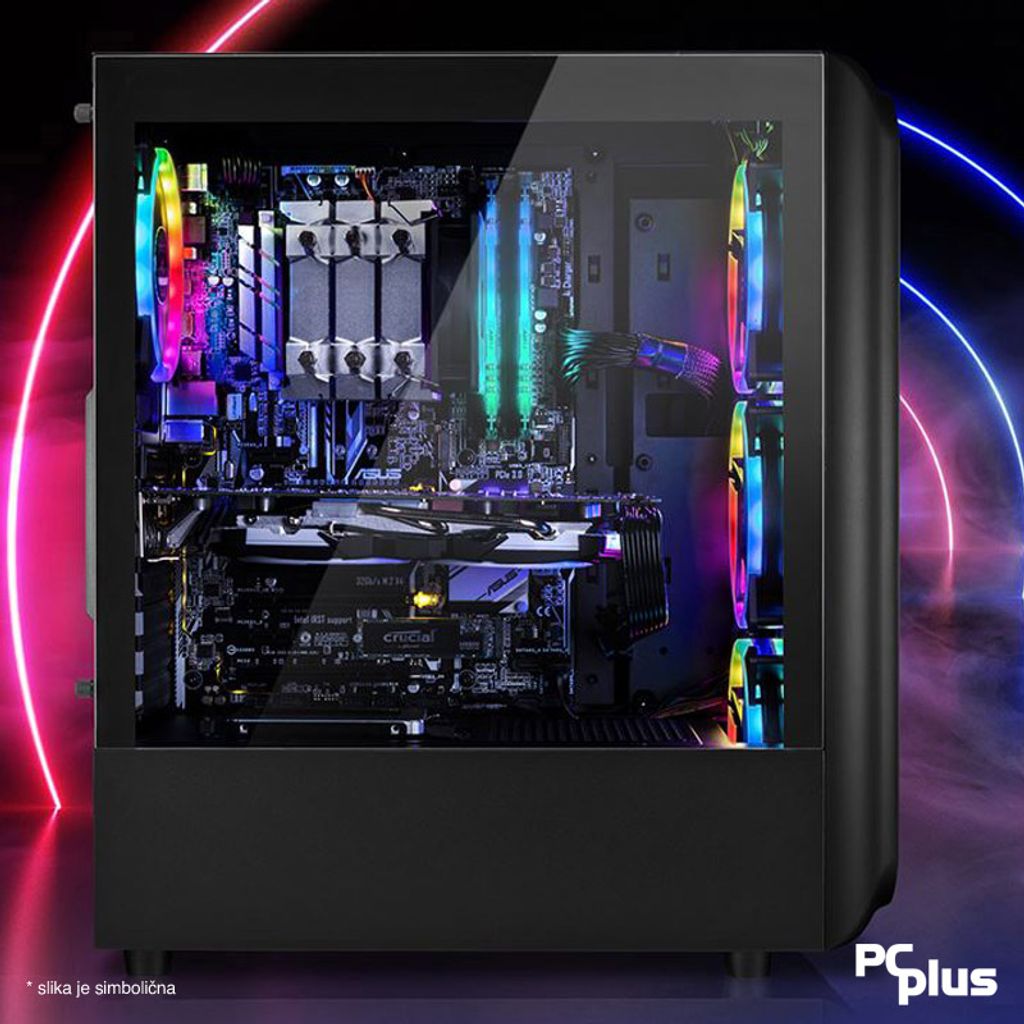 PCPLUS Tempesta i5-12400F 16GB 500GB NVMe SSD GeForce RTX 4060 OC DDR6 8GB Windows 11 casa RGB computer desktop di gioco