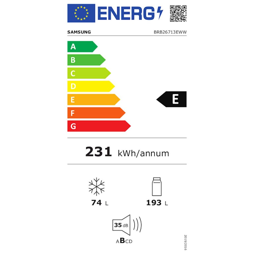 frigorifero integrato BRB26713EWW/EF, E, No Frost, Raffreddamento in metallo