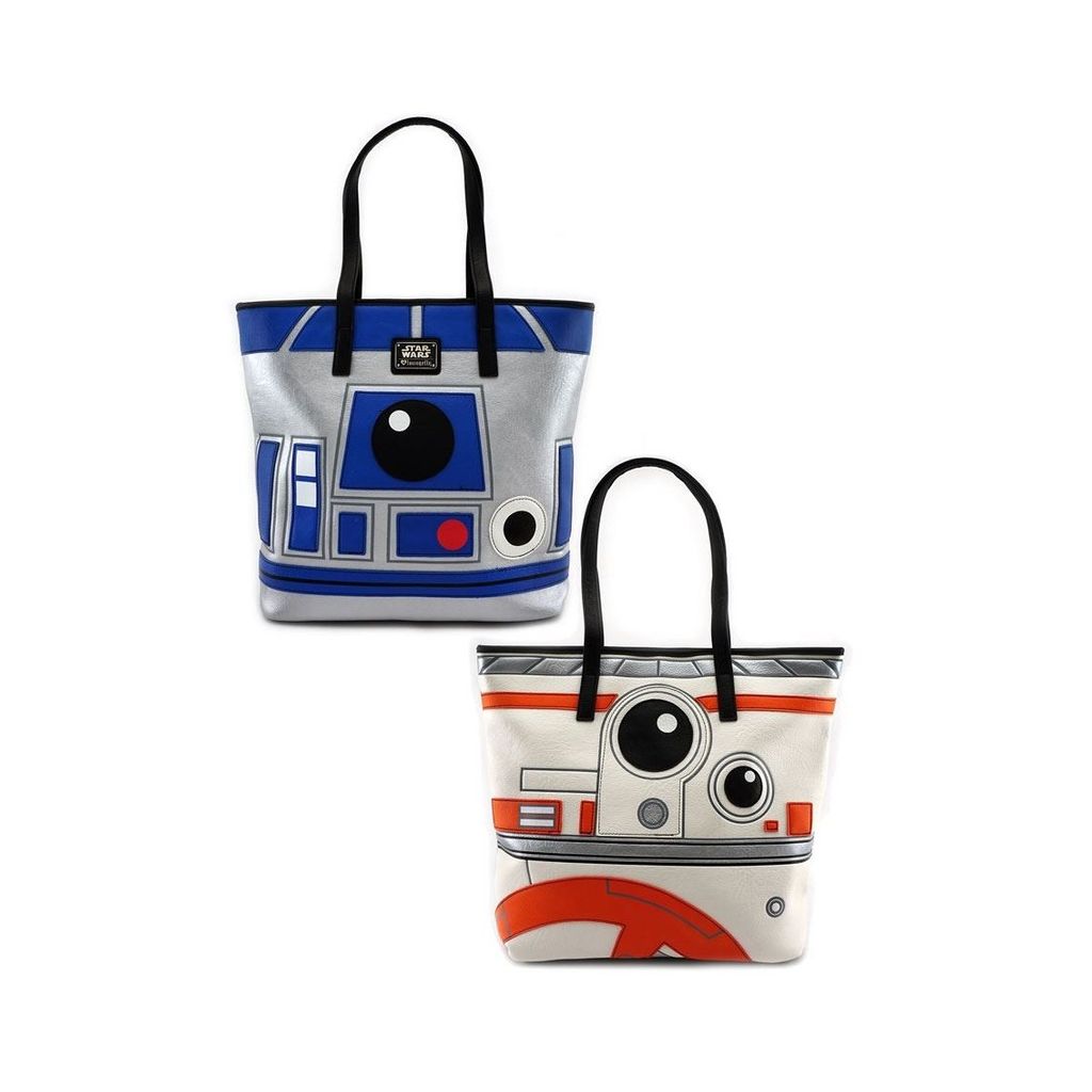 LOUNGEFLY STAR WARS R2D2 BB8 2 SIDEBIG FACE TOTE BAG