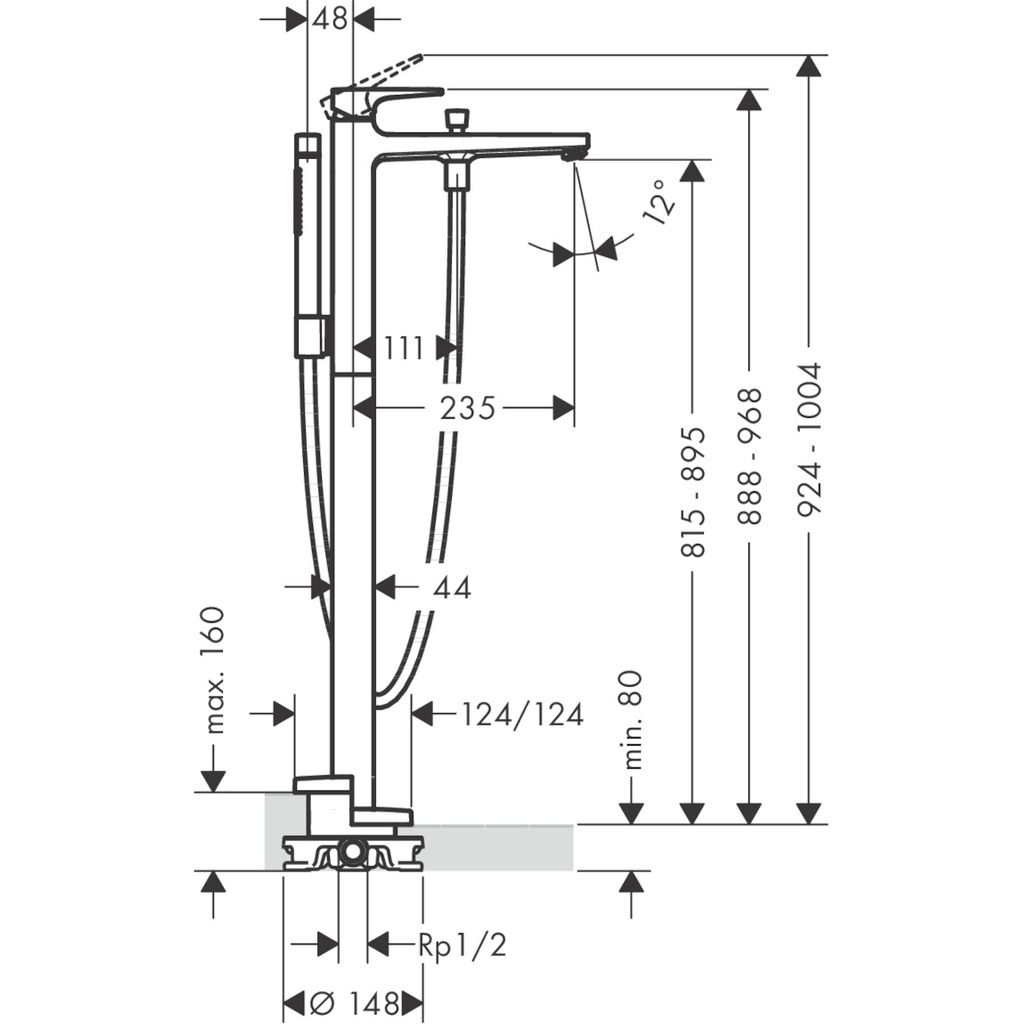 HANSGROHE self-standing vasca da bagno cruscotto Metropol - cromo (32532000)