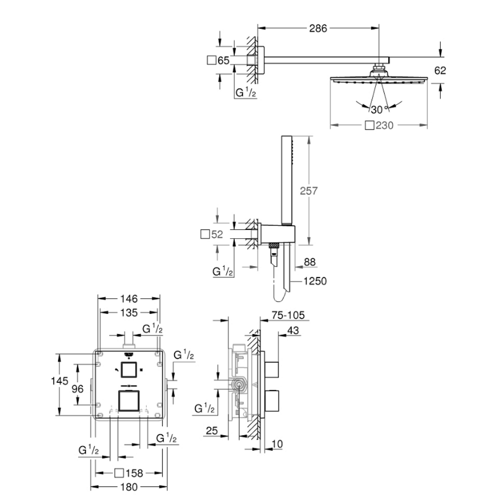 GROHE Set doccia GROHTHERM con dash termostatico sommerso (34741000)