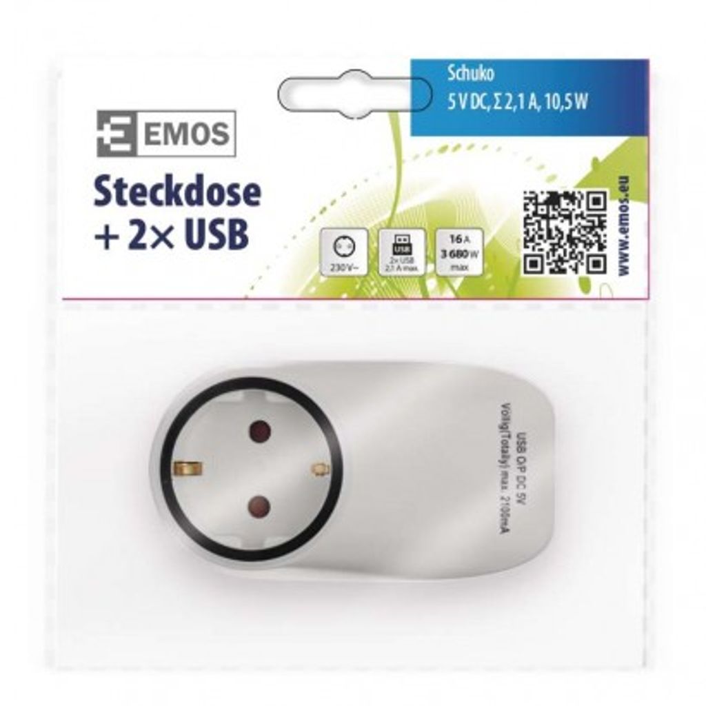 EMOS plug 2× USB EURO schuko P0072