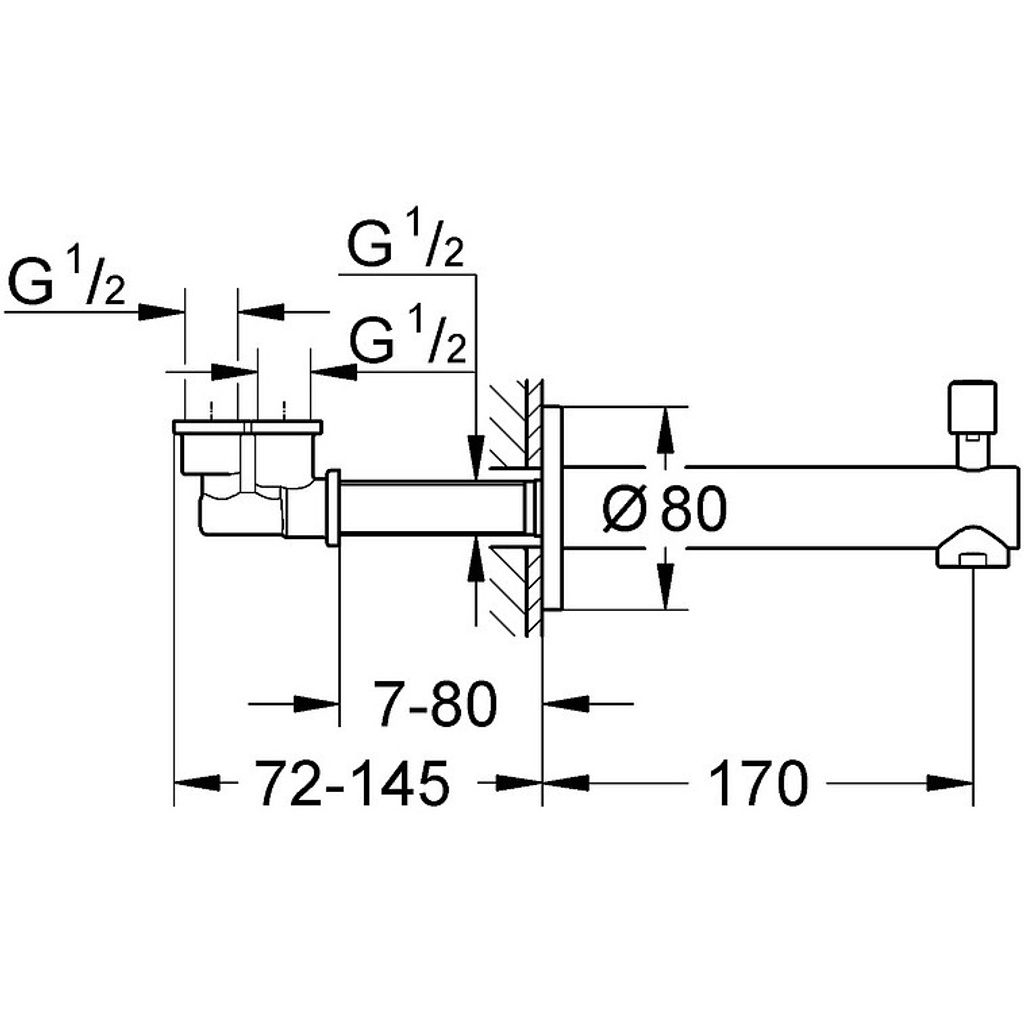 GROHE Scarico parete per vasca CONCETO con interruttore (23055002)