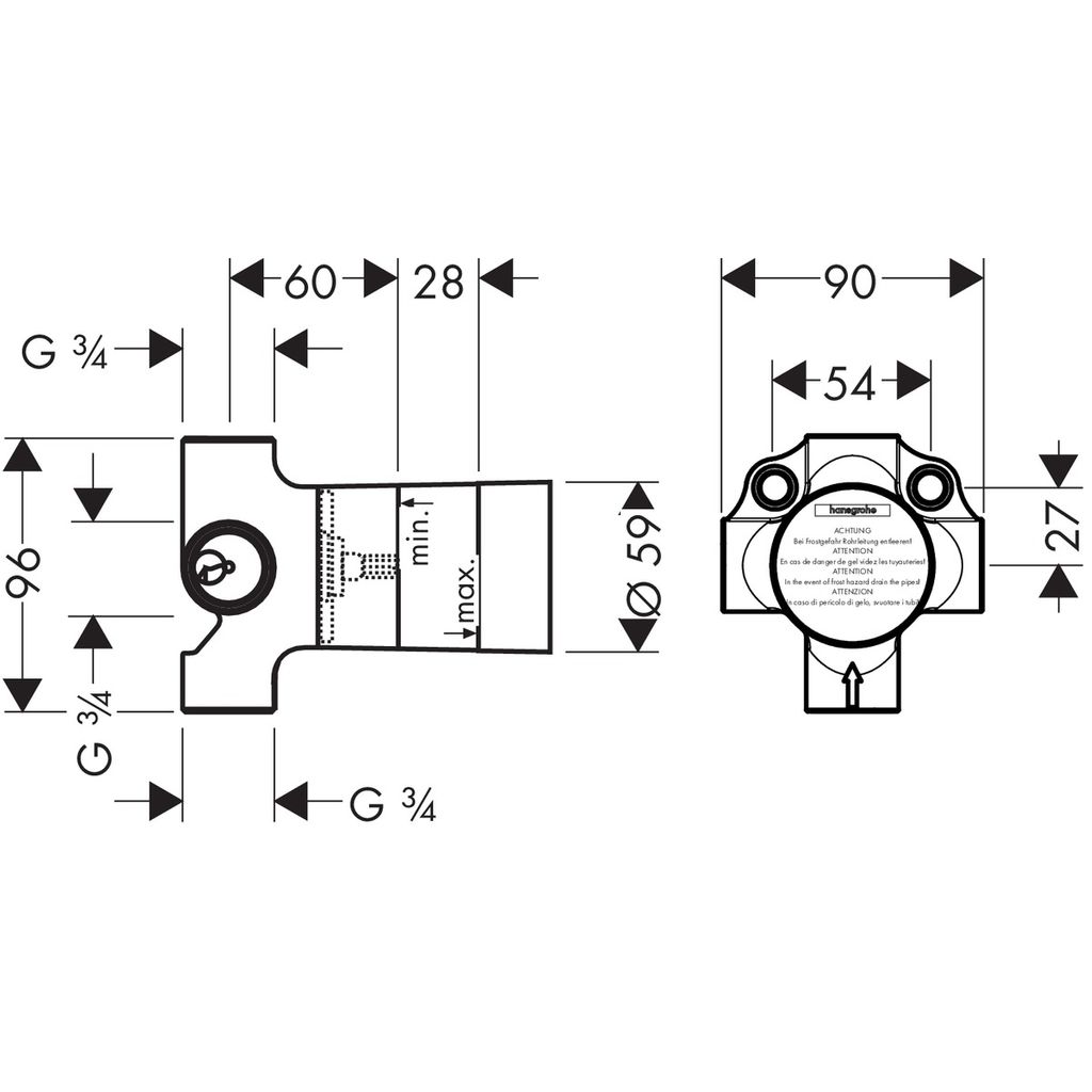 HANSGROHE unità sub-meteator per valvola di miscelazione 4 - passeggero (15930180)