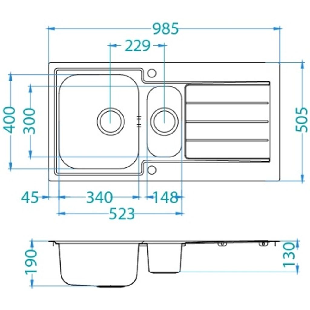 ALVEUS lavandino singolo e mezzo con linea Maxim 10 - gocciola in raso inox (1085952)