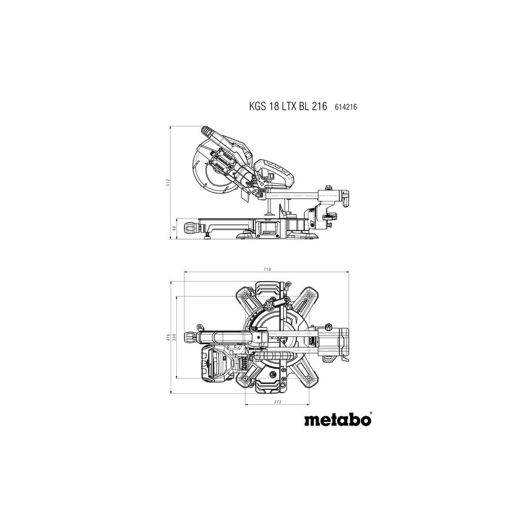 METABO Sezionatrice a batteria KGS 18 LTX BL 216+battery pack+pumper con funzione di spostamento (614216920)