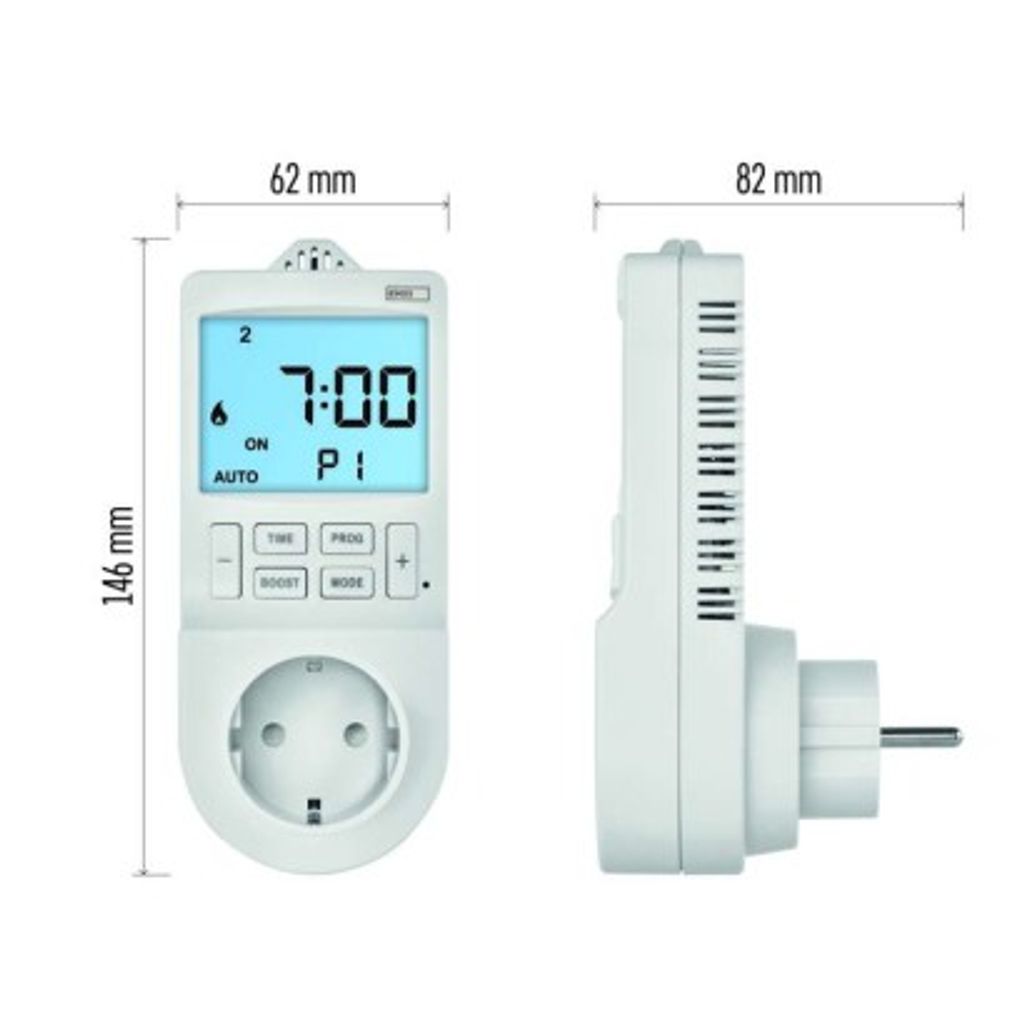 EMOS termostato per presa con funzione timer digitale 2v1, schuko P5660SH