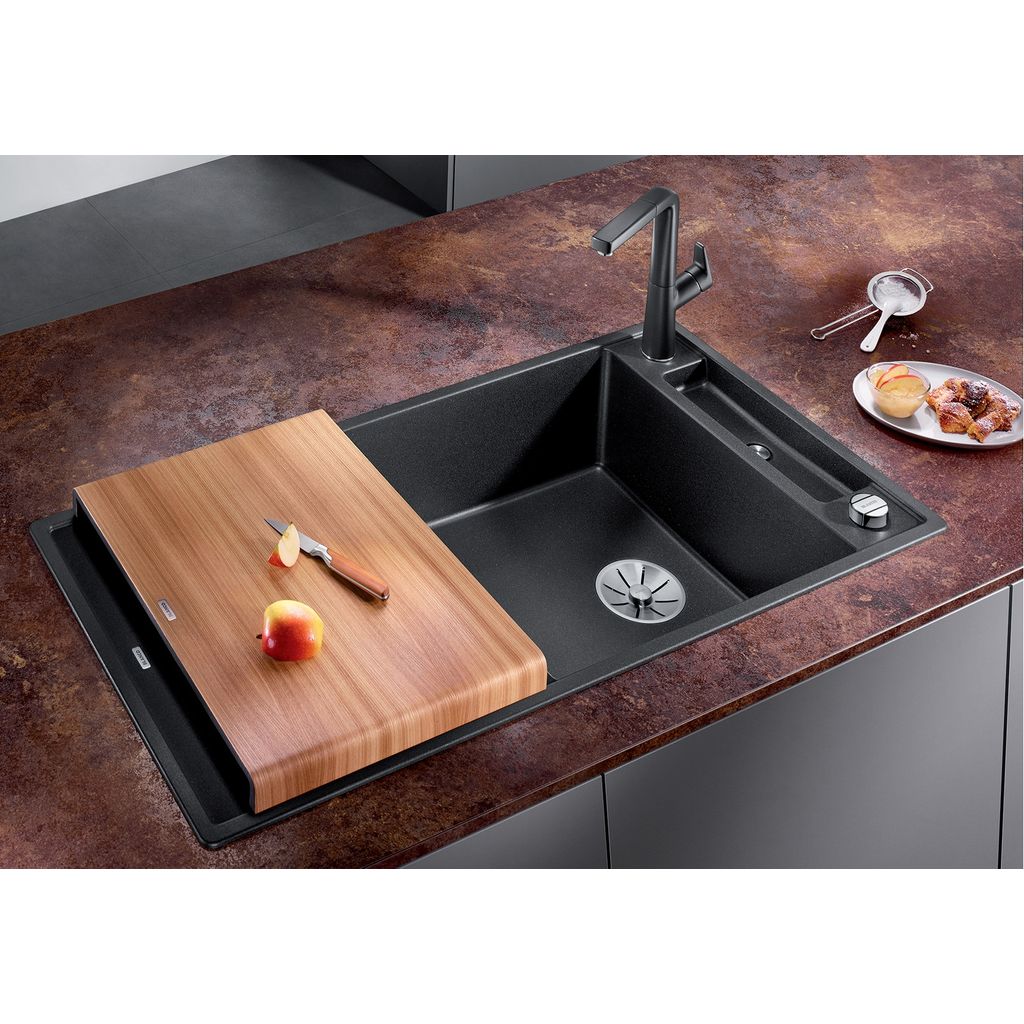 BLANCO AXIA III XL 6 S lavabo con piano sifone - antracite, tavola di vetro