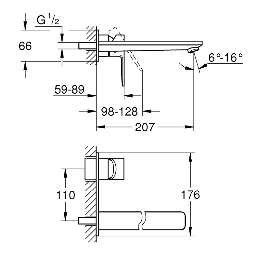 GROHE sommerso tapware a una mano per lavabo in due fori Lineare (23444DC1)