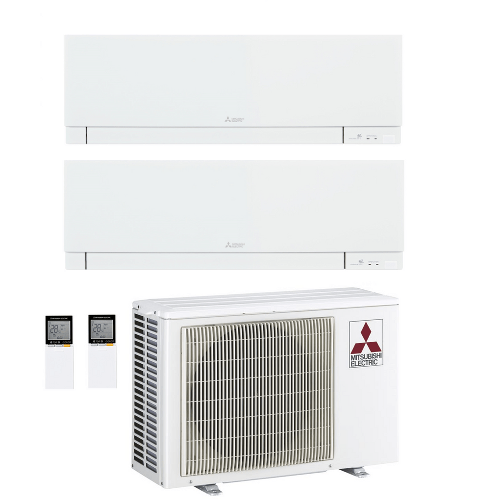 MITSUBISHI climatizzatore multi-split - unità interne EF35VGK (nero) e EF35VGK (bianco) + unità esterna MXZ-2F53VF4 + WIFI