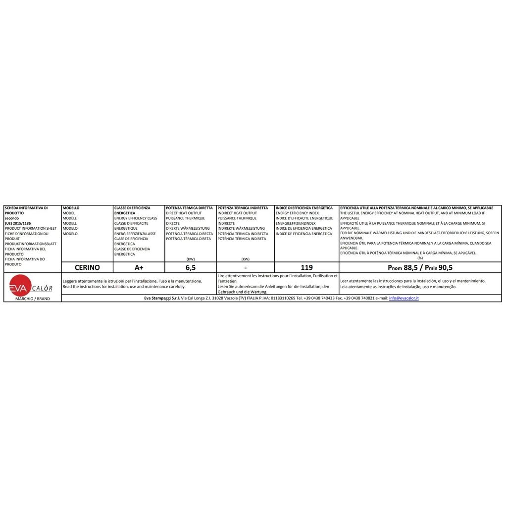 EVA-CALOR Cartuccia pellet in pietra CERINO 49 7,5 kW (nero)