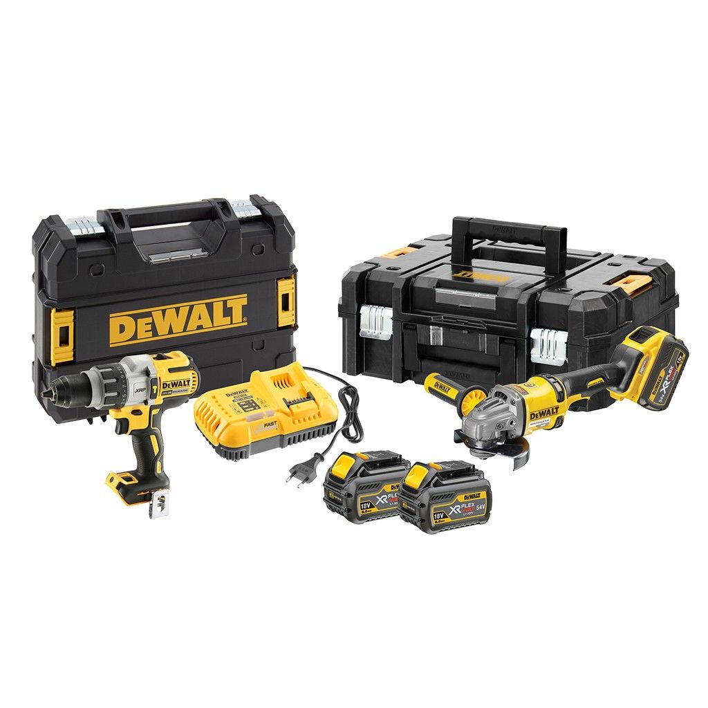 DEWALT set di strumenti (moulder, caricabatterie, valigia) DCD996 + DCG414 DCK2055T2T