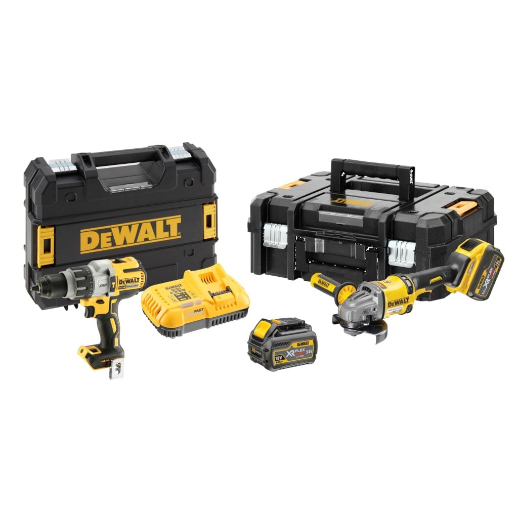 DEWALT set di strumenti (moulder, caricabatterie, valigia) DCD996 + DCG414 DCK2055T2T