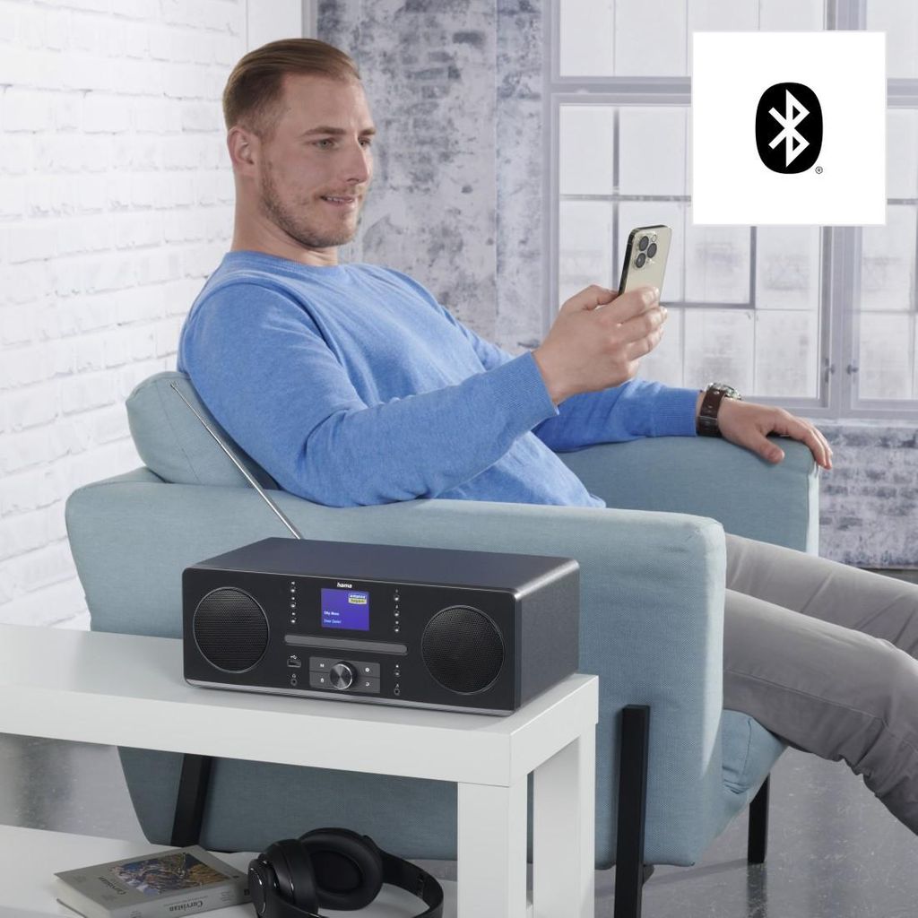 HAMA Radio digitale "DR1560CBT", DAB+/FM/CD/Bluetooth® RX, Nero