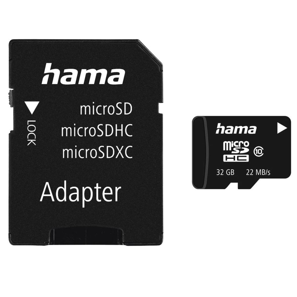 HAMA scheda di memoria microSDHC 32GB Classe 10 22MB/s+ Adattatore / Mobile