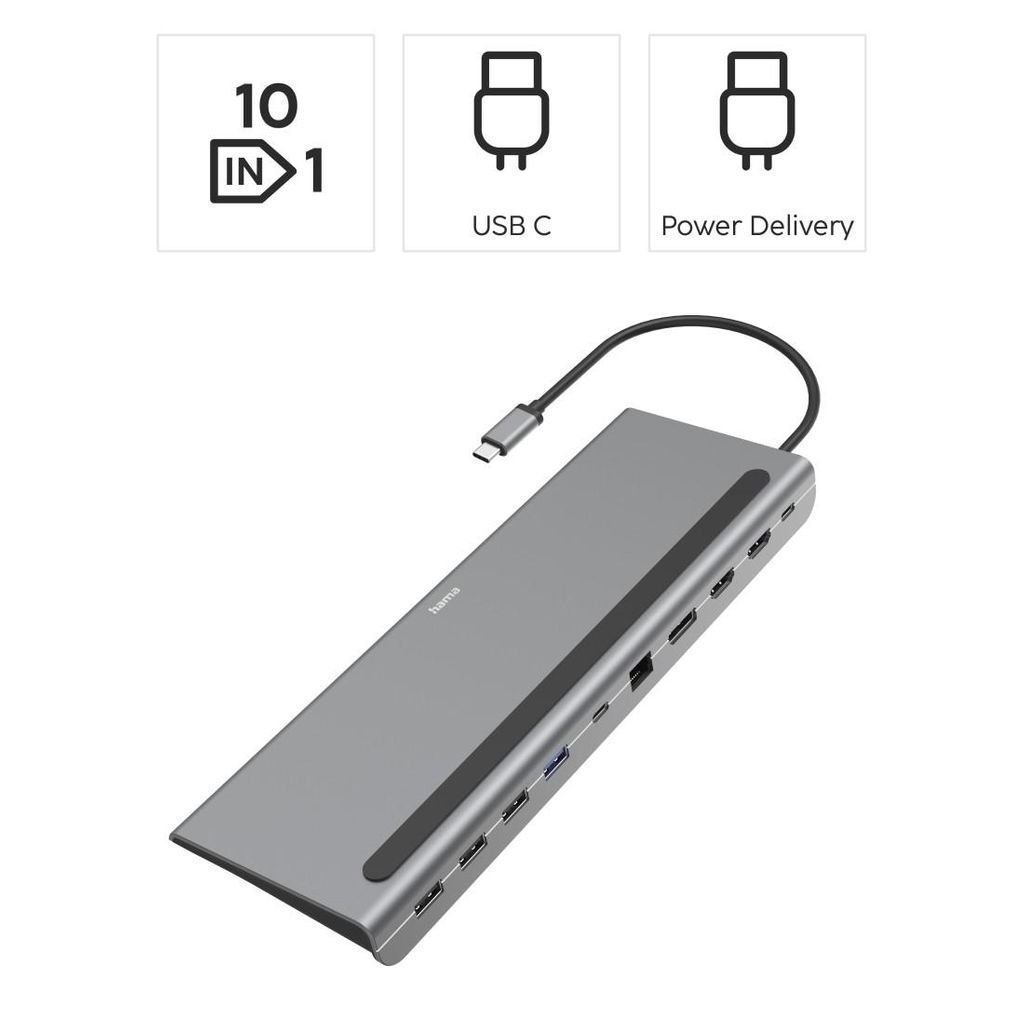 HAMA Stazione di connessione USB-C, Connect2Office Pro, 10 connessioni