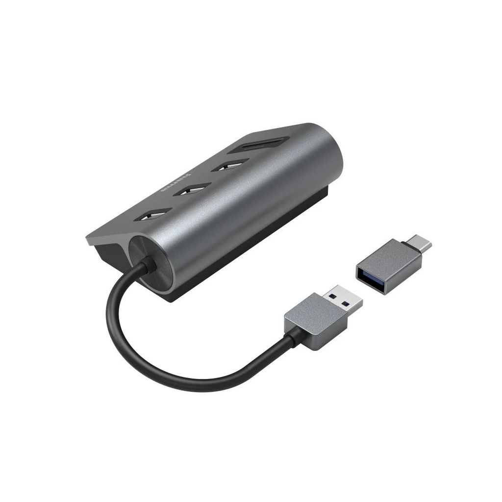 HAMA lettore USB nodo/card, 5 ingressi, 3x USB-A, SD, microSD incluso adattatore USB-C