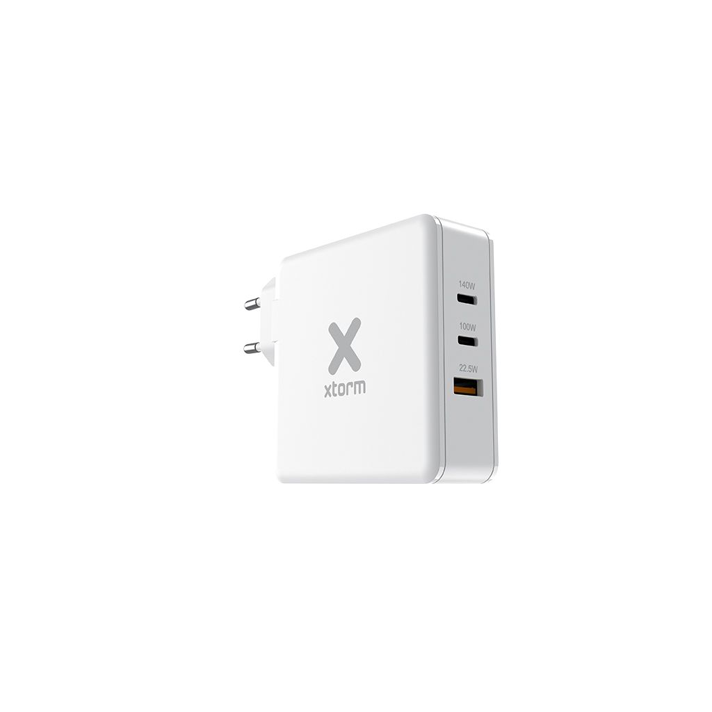 XTORM Caricatore a parete XAT140 Laptop, Gan, 3 ingressi, 2x USB-C PD3.1 EPR 140W, USB-A QC 3.0