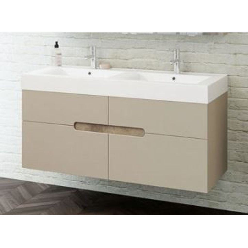 TBOSS Armadio da bagno con lavello LUNA 120 cm, tappetino crema