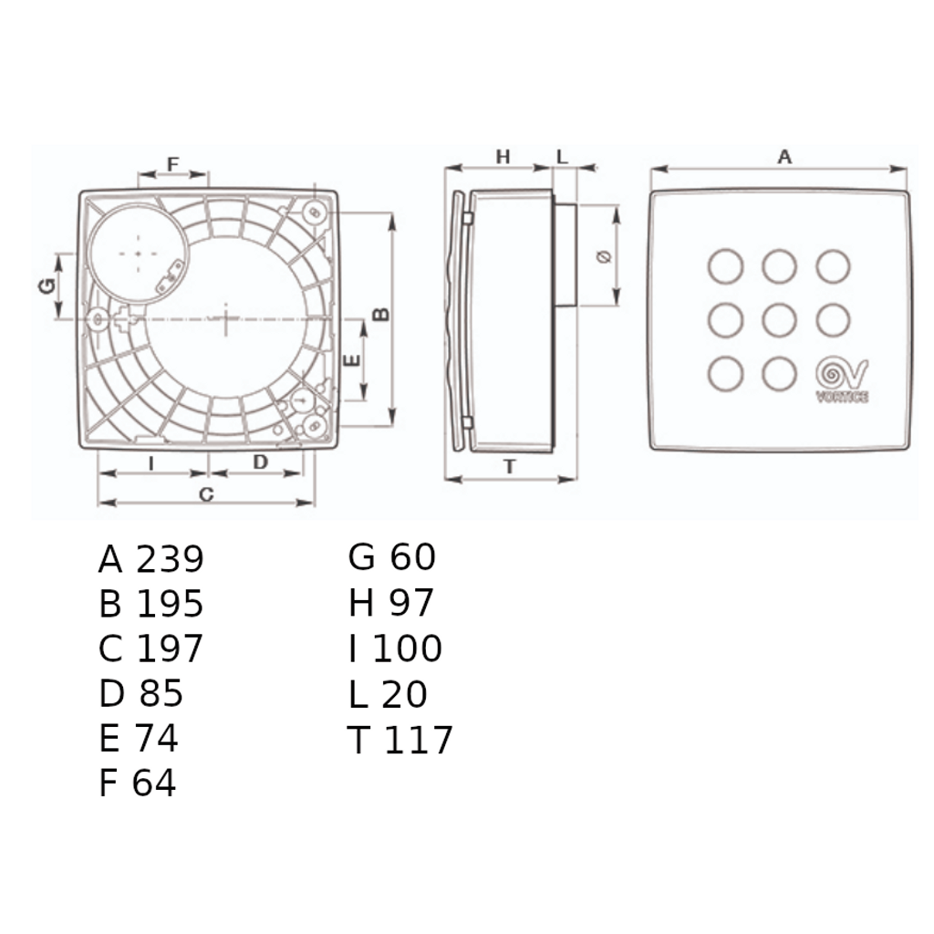 VORTICE ventilatore centrifugo supercaricato bagno VORT QUADRO MICRO 100 (11936)