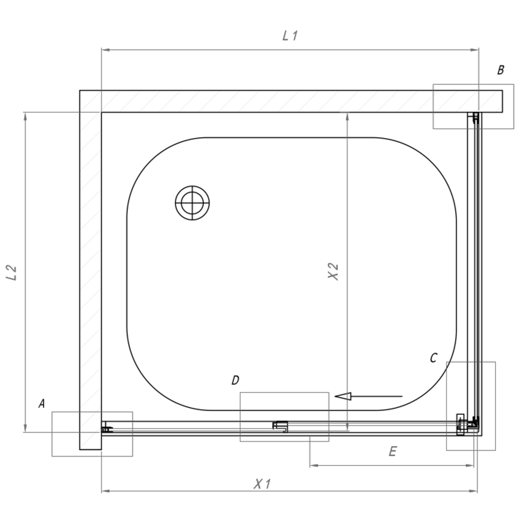 KOLPA SAN Angolo doccia - destra MESE TK 120 x 80/K - D (3838987514428)