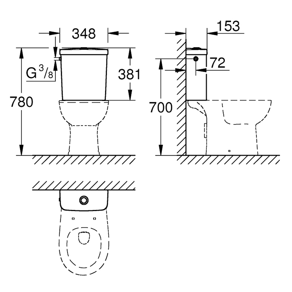 GROHE Connettore d'acqua posteriore in ceramica Bau (39437000)