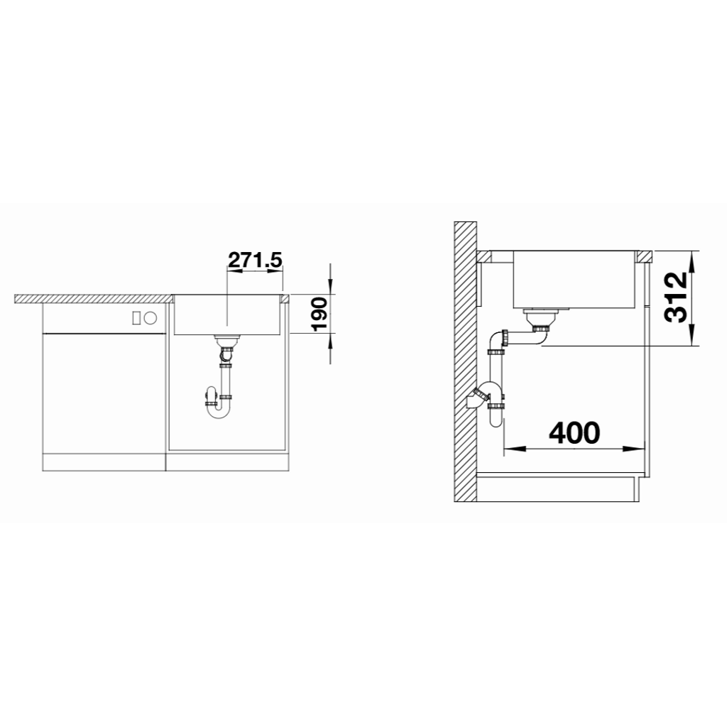 BLANCO SUBLINE 500-IF/A Lavello SteelFrame con piano sifone, antracite - rilascio di sifone a pulsante (524111)