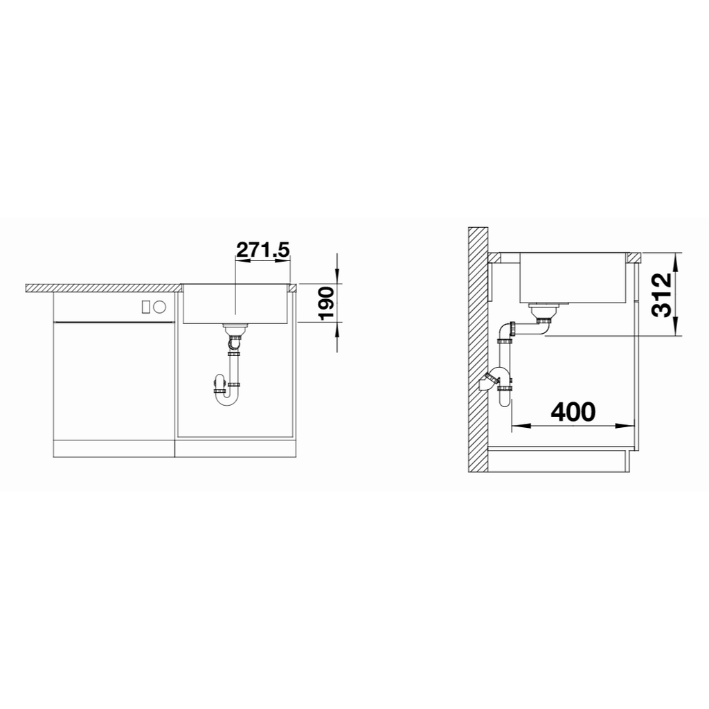 BLANCO SUBLINE 500-IF/A Lavello in acciaio con piano sifone, antracite - apertura manuale sifone (524113)