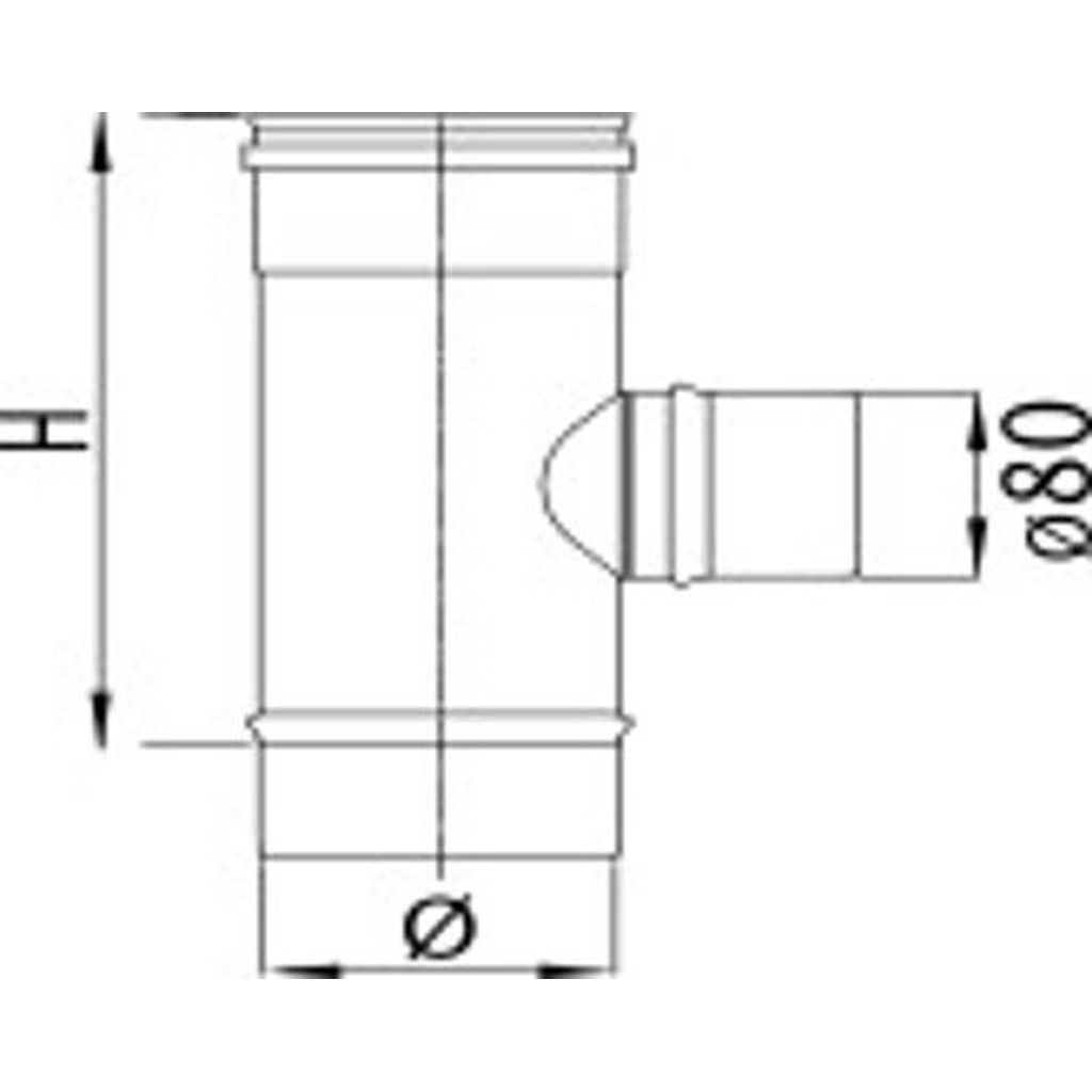 STABILE Riduzione T-piece 90° d.110 a d.80 PS316L