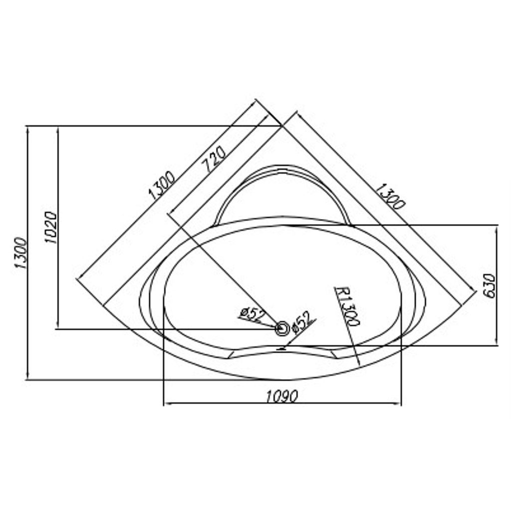 KOLPA SAN vasca semicircolare Royal 130 x 130 cm