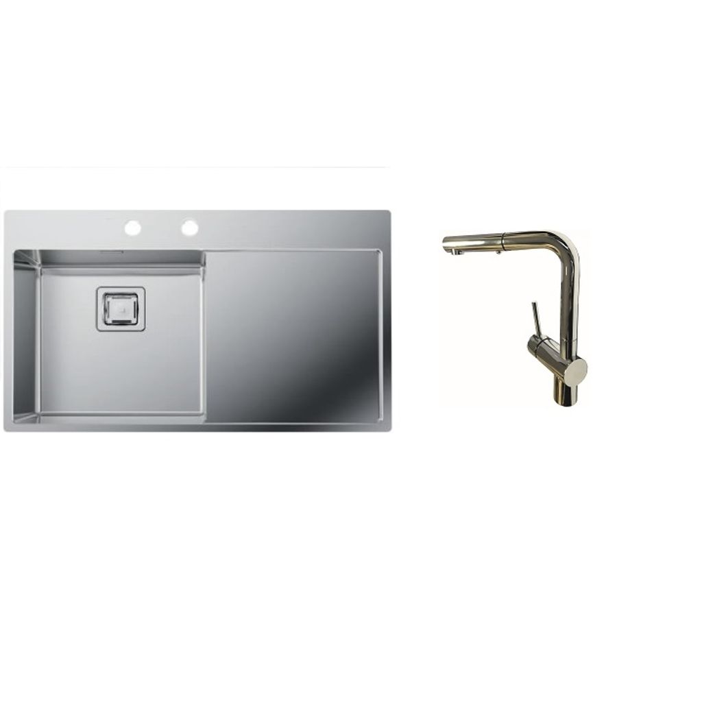 SINK SOLUTION Set Monaco (kitchen rubinetti + lavabo) - Versione sinistra