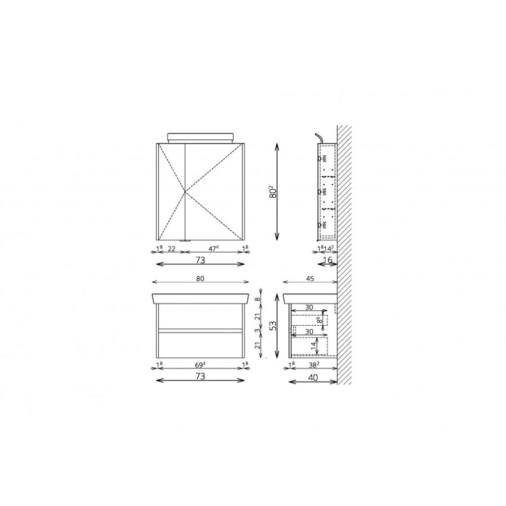 TBOSS Assemblaggio da bagno Bora 80 Cappuccino