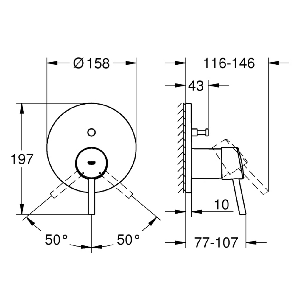 GROHE piastra di copertura per bagno/doccia CONCETTO (24054001)