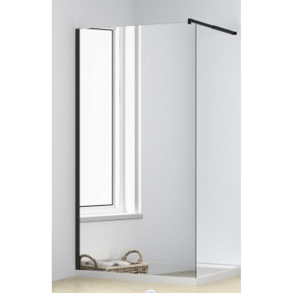 ARMAL parete fissa doccia EFEKT OLEDALA 100X200 profilo nero opaco, vetro trasparente 8mm, trave 