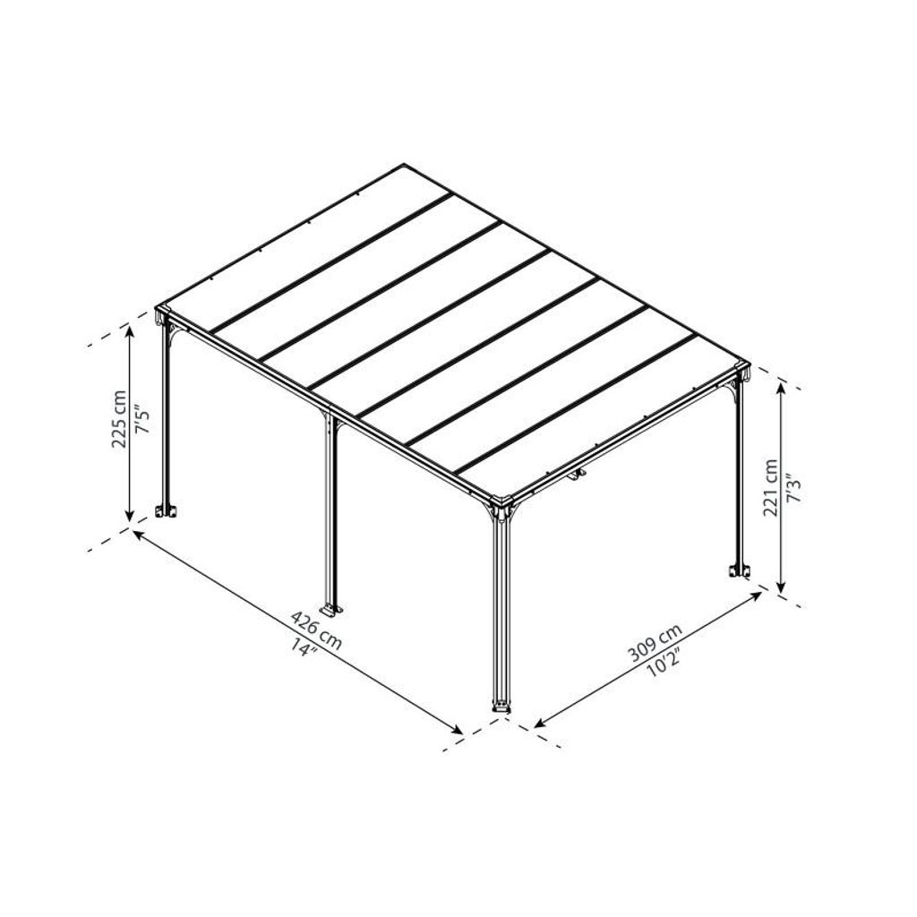 PALRAM Padiglione VERTICO MILANO 4300, Grigio/Bronza