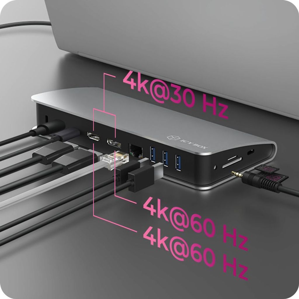 ICYBOX stazione di connessione per computer portatile con consegna di potenza 60 W IB-DK2408-C 11-in-1 DockingStation