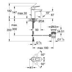 GROHE Rubinetto a mano singola per lavabo BAULOOP con piano sifone (23335000)