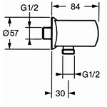 HANSA collegamento a parete per tubo doccia - fi 57 mm, con porta doccia (0446010)